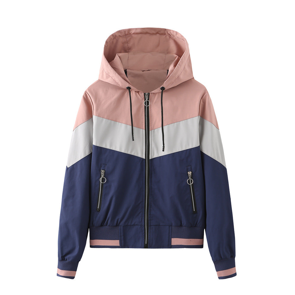 Ladies Thin Windbreaker Hooded Jacket Women Outdoor Raincoat