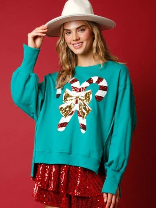 Christmas Sequins Long Sleeve Pullover Hoodie Women