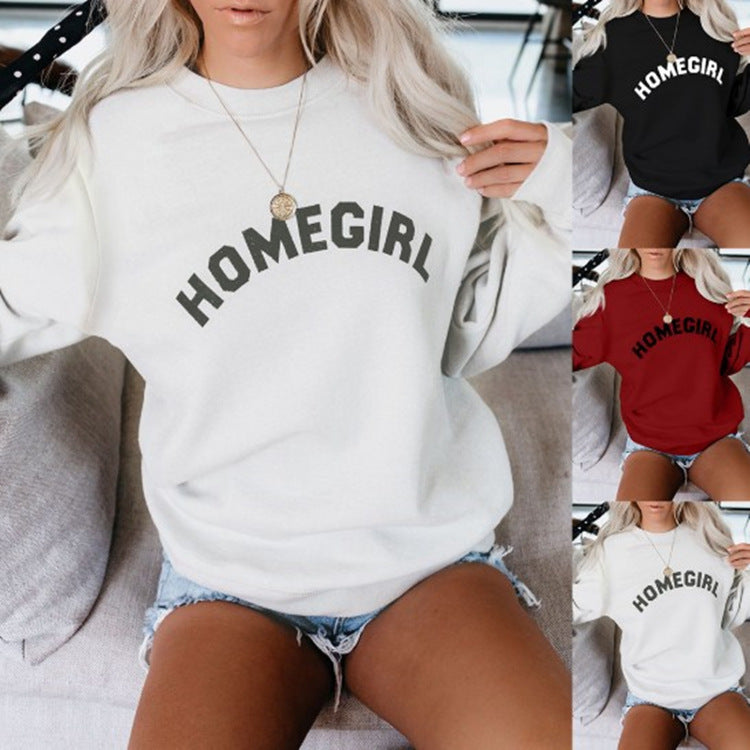 Oversized Long-sleeved Letter Sweatshirt Pullover