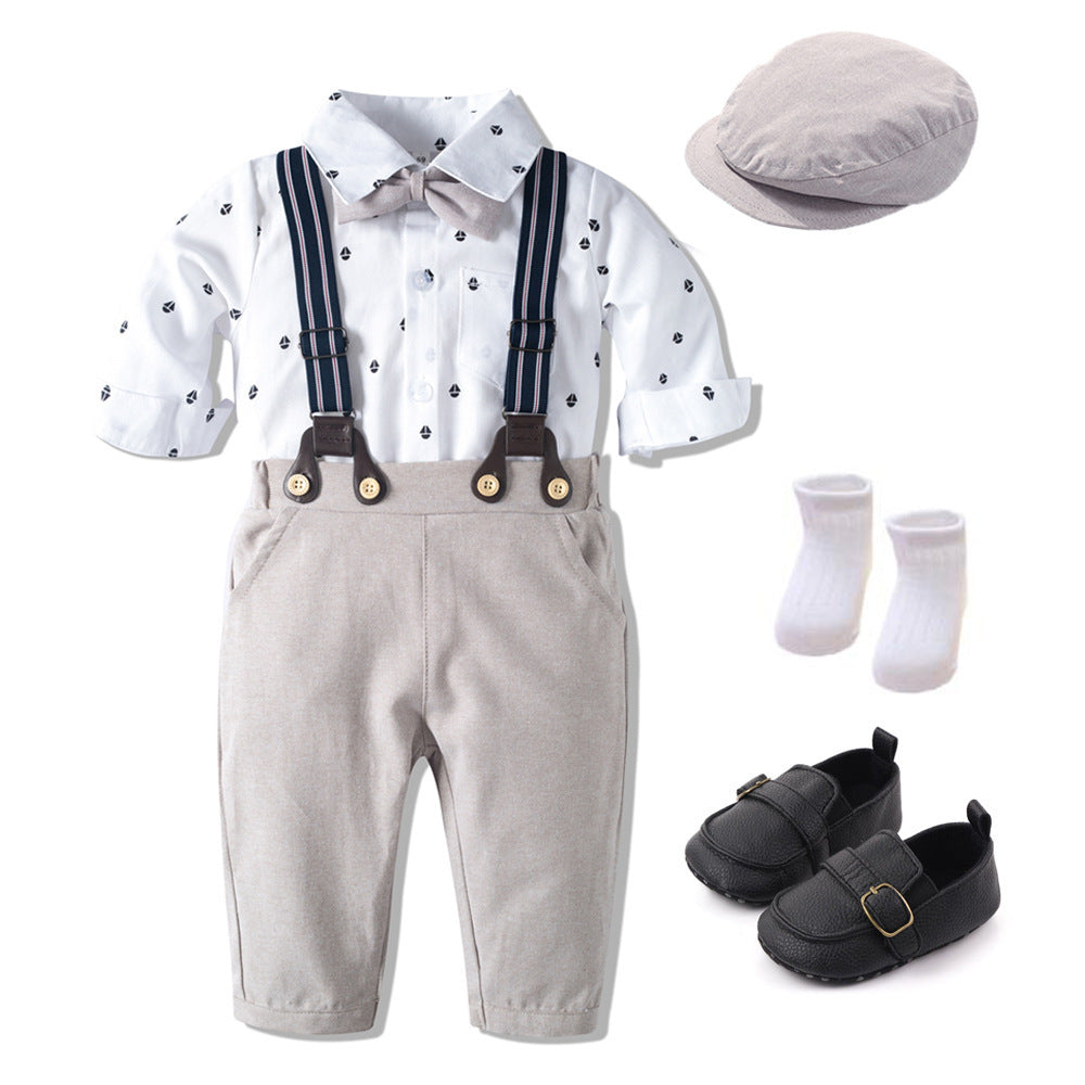 Boys Baby Suit Romper Short-sleeved Jumpsuit Overalls