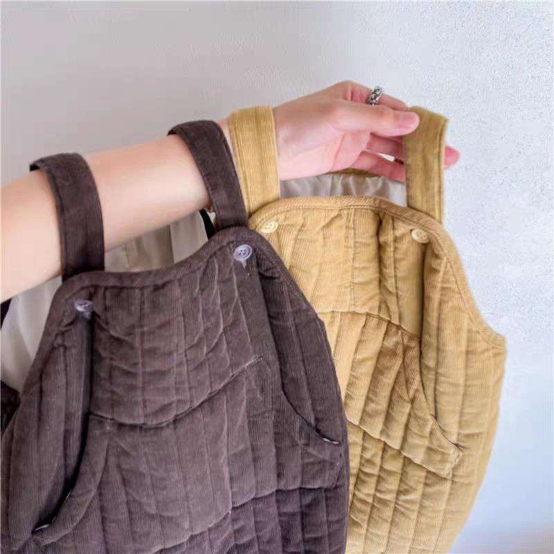 Baby Soft And Adorable Cute Corduroy Thick Quilted Overalls