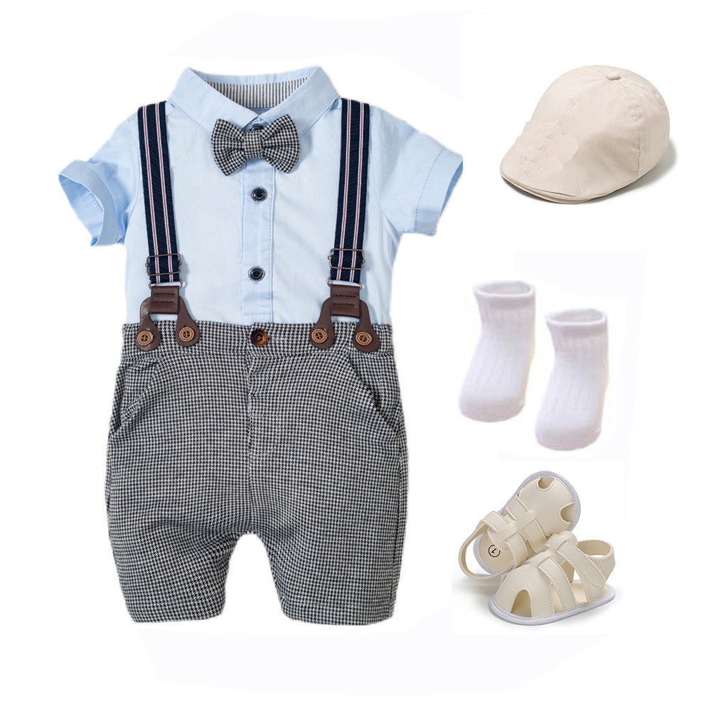 Boys Baby Suit Romper Short-sleeved Jumpsuit Overalls