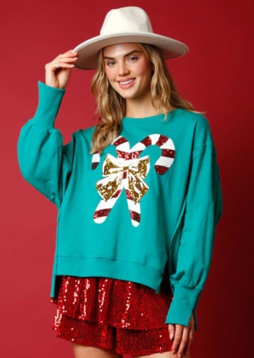 Christmas Sequins Long Sleeve Pullover Hoodie Women